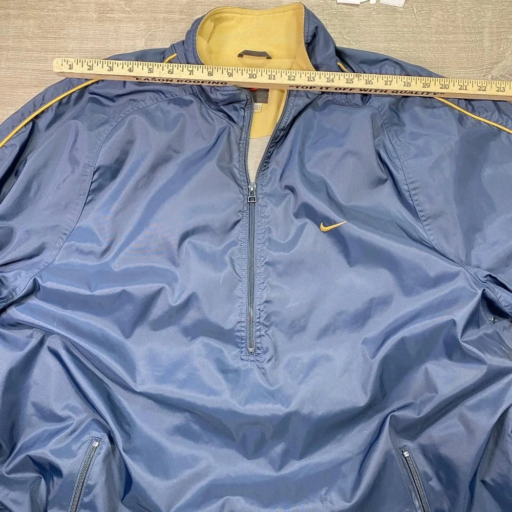 Nike Pullover Jacket‎ Mens 2XL Blue 1/4 Zip Lined Windbreaker Swoosh Athletic
